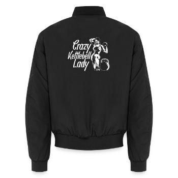 Gym Junkies Crazy Kettlebell Lady Calisthenics - Unisex Bomberjacke - Schwarz - Hinten - AI Model Male 185 light (185cm)