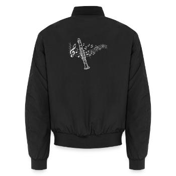 Clarinet Sheet Music Clarinetist Musician - Unisex Bomber Jacket - black - Back - AI Model Male 185 light (185cm)
