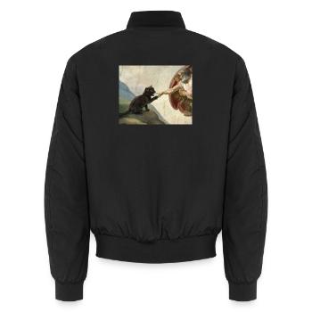 Chat gifle la main de Dieu Mème des chats drôles - Bomber unisexe - noir - Dos - AI Model Male 185 light (185cm)