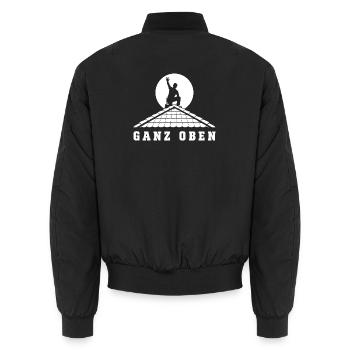 Ganz Oben – Dachdecker Handwerker Spruch Vektor - Unisex Bomberjacke - Schwarz - Hinten - AI Model Male 185 light (185cm)