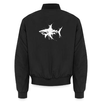 Weißer Splatterhai - Unisex Bomberjacke - Schwarz - Hinten - AI Model Male 185 light (185cm)