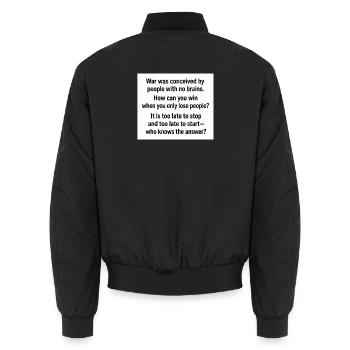 Kriegstypografie-Zitatplakat - Unisex Bomberjacke - Schwarz - Hinten - AI Model Male 185 light (185cm)