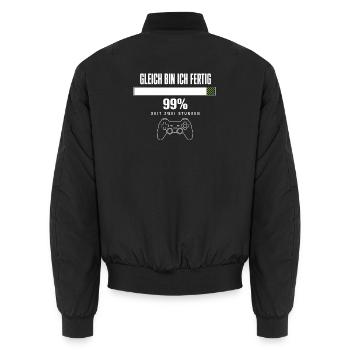 Gleich bin ich fertig Gamer Zocker Herren Jungs - Unisex Bomberjacke - Schwarz - Hinten - AI Model Male 185 light (185cm)