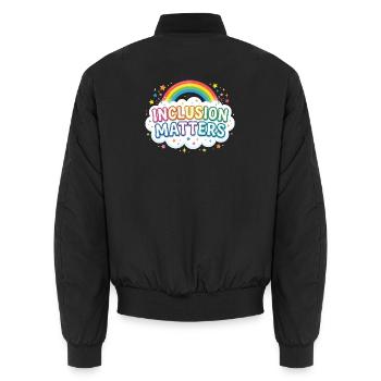 Inclusion is important – Special education – Freundli - Unisex Bomber Jacket - black - Back - AI Model Male 185 light (185cm)