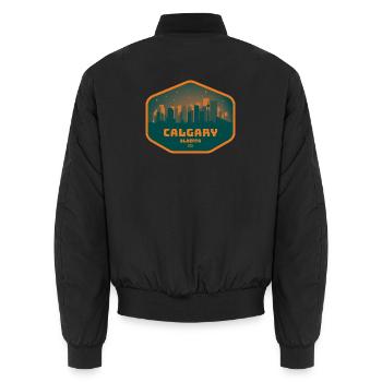 Calgary Skyline Nacht - Unisex Bomberjacke - Schwarz - Hinten - AI Model Male 185 light (185cm)