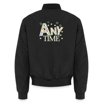any time text - Unisex Bomberjacke - Schwarz - Hinten - AI Model Male 185 light (185cm)