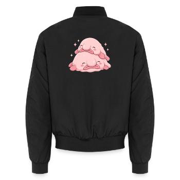  Kawaii Blobfisch Kuscheln Süßer Rosa Gestapelter - Unisex Bomberjacke - Schwarz - Hinten - AI Model Male 185 light (185cm)