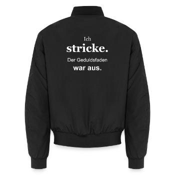 Ich stricke – Der Geduldsfaden war aus – weiß - Unisex Bomberjacke - Schwarz - Hinten - AI Model Male 185 light (185cm)