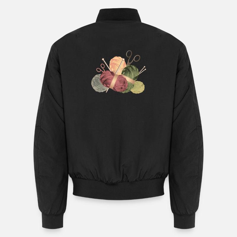 Wollknäuel & Stricknadeln mit Scheren Unisex Bomberjacke
