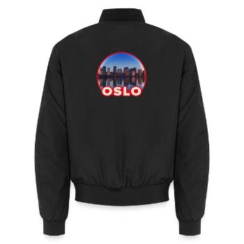 Logo de la ronde de la Skyline d’Oslo - Bomber unisexe - noir - Dos - AI Model Male 185 light (185cm)