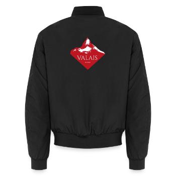 Logo rouge du Sommet du Mont Valais - Bomber unisexe - noir - Dos - AI Model Male 185 light (185cm)