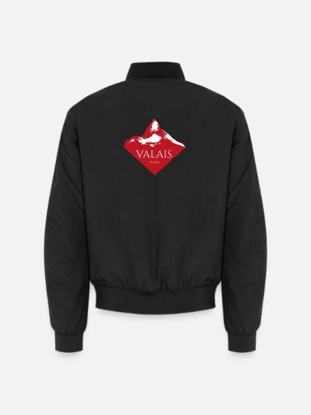Valais Mountain Peak Red Logo - Unisex Bomber Jacket - black