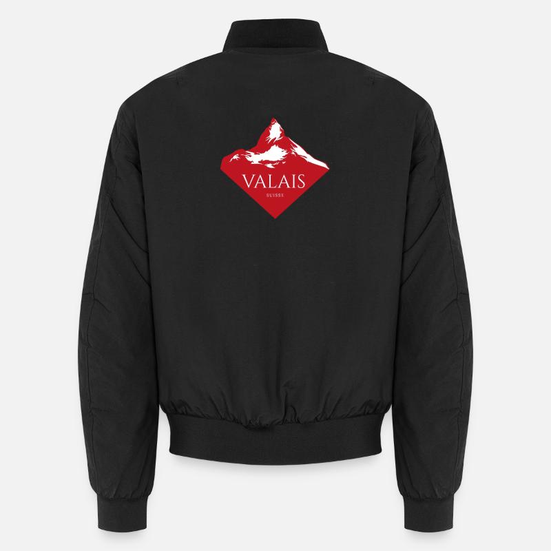 Valais Bergspitze Rot Logo - Unisex Bomberjacke - Schwarz
