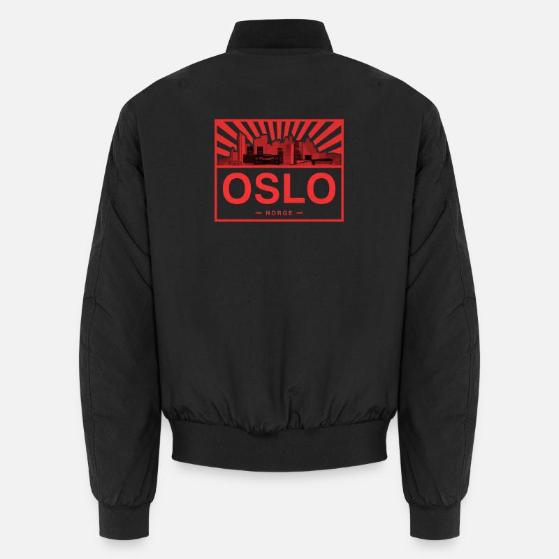 Oslo Skyline Rouge Noir Bomber unisexe
