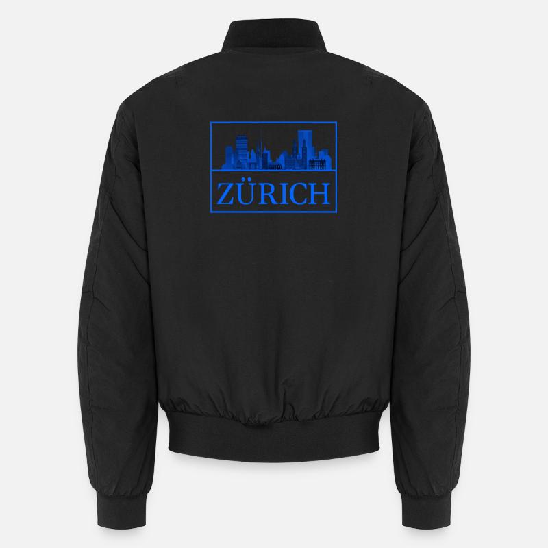 Zurich Skyline Blue Silhouette Unisex Bomber Jacket