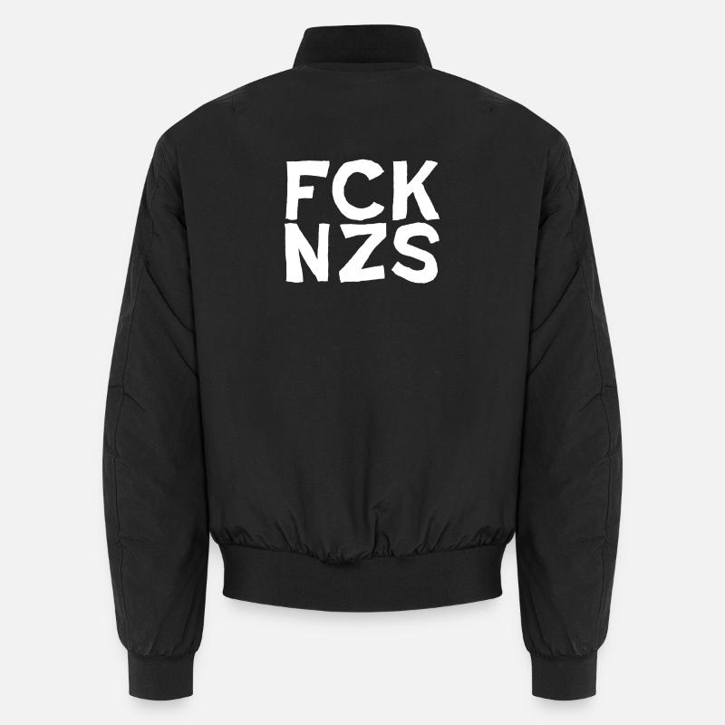 FCK NZS Antifa Text Design FCKNZS - Unisex Bomberjacke - Schwarz