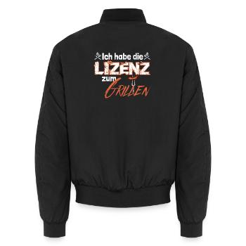 Lizenz zum Grillen - Unisex Bomberjacke - Schwarz - Hinten - AI Model Male 185 light (185cm)