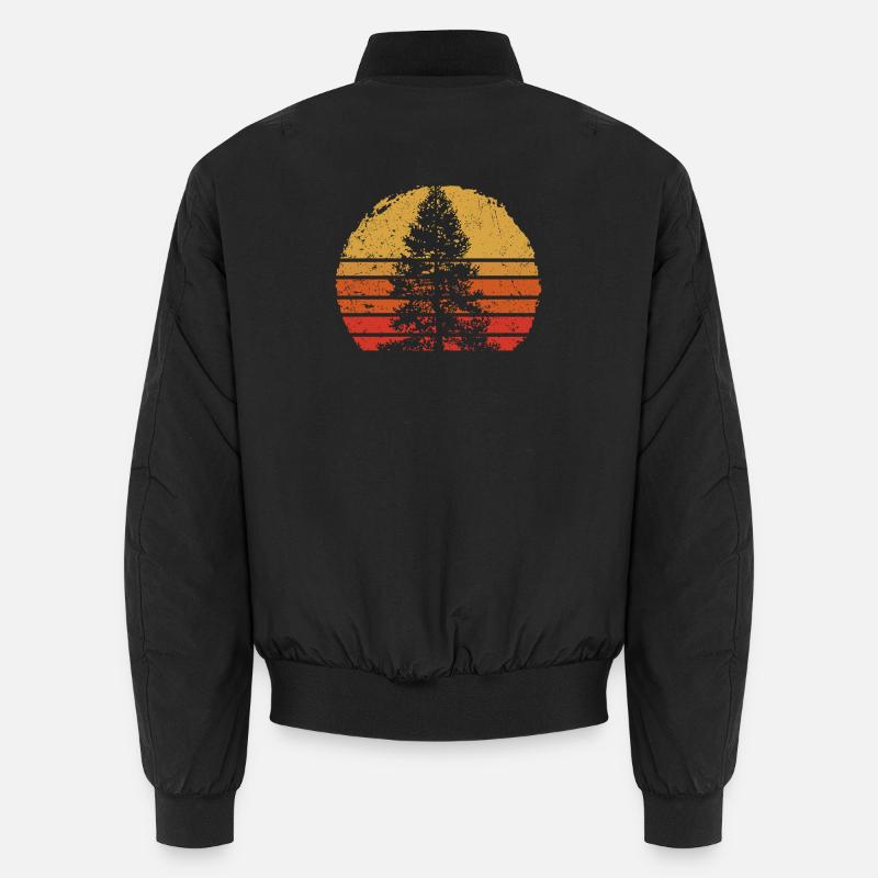 Retro Sunset Tree Silhouette Unisex Bomber Jacket