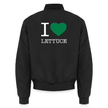 I LOVE LETTUCE Salat - Unisex Bomberjacke - Schwarz - Hinten - AI Model Male 185 light (185cm)