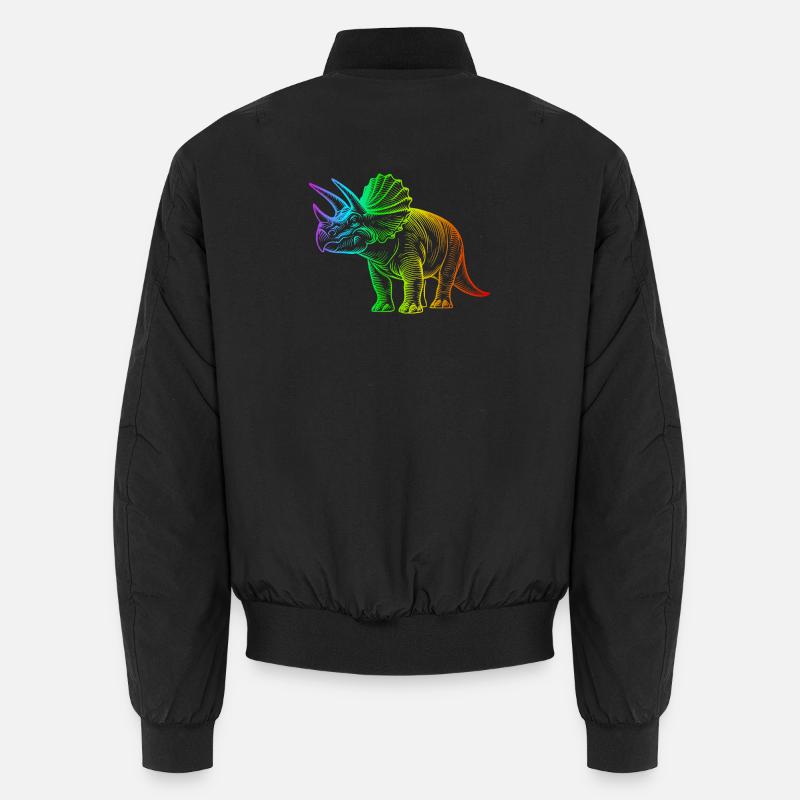 Regenbogen-Triceratops-Dinosaurier - Unisex Bomberjacke - Schwarz