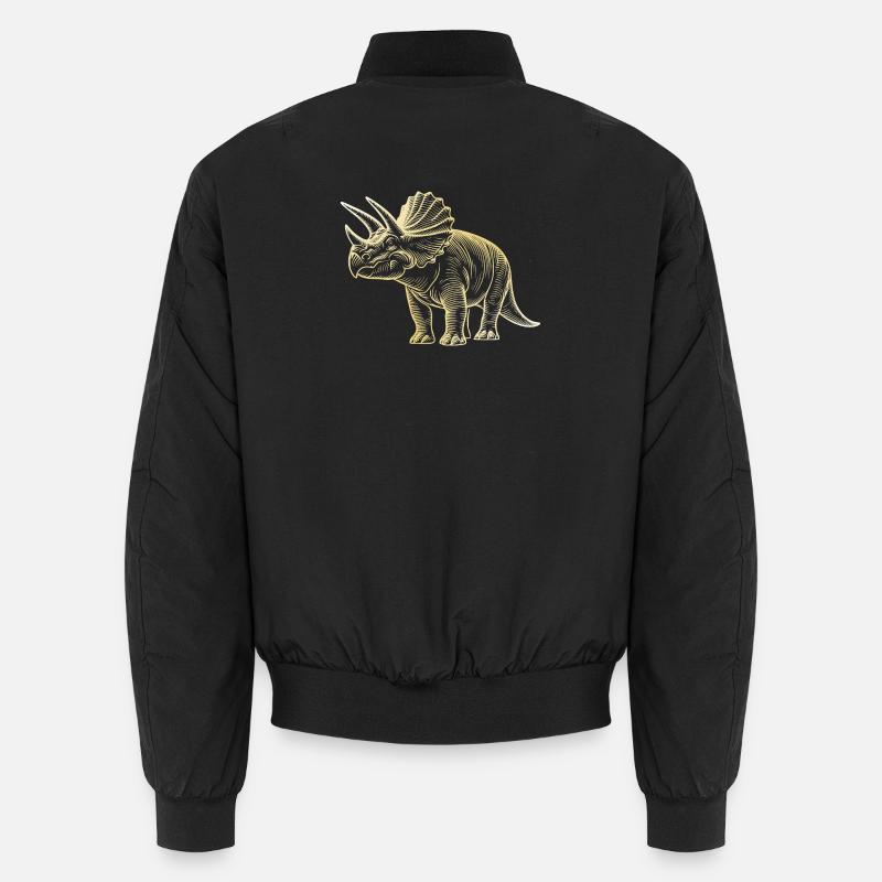 Triceratops Dinosaur Drawing - Unisex Bomber Jacket - black