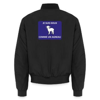 Gentle as a lamb - Unisex Bomber Jacket - black - Back - AI Model Male 185 light (185cm)