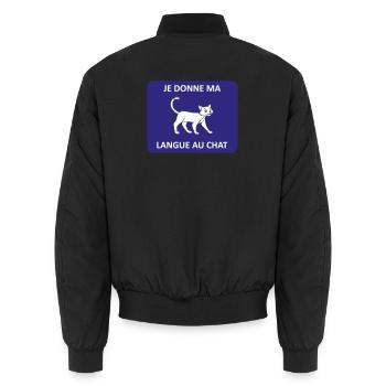 Je donne ma langue au chat - Bomber unisexe - noir - Dos - AI Model Male 185 light (185cm)