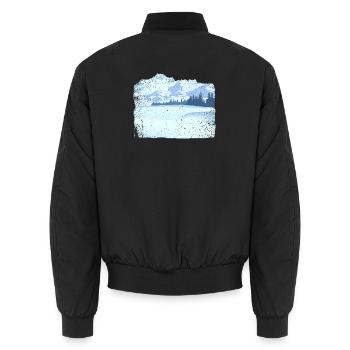Mountain in snow with dirty effect - Unisex Bomberjacke - Schwarz - Hinten - AI Model Male 185 light (185cm)