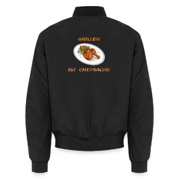 Hähnchen Grillen - Unisex Bomberjacke - Schwarz - Hinten - AI Model Male 185 light (185cm)