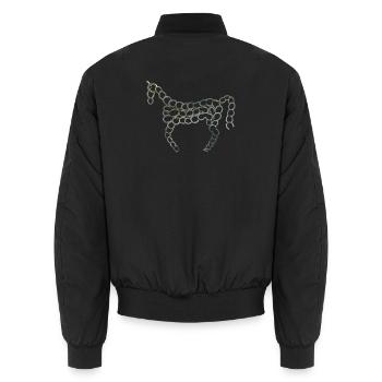 Iron Horse - Unisex Bomber Jacket - black - Back - AI Model Male 185 light (185cm)