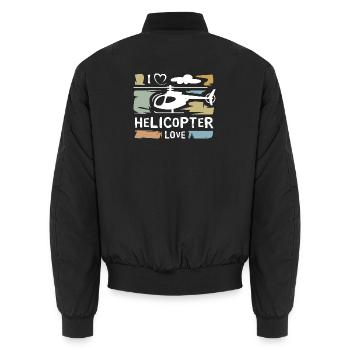 I love Helicopter - Hubschrauber vintage Symbol - Unisex Bomberjacke - Schwarz - Hinten - AI Model Male 185 light (185cm)
