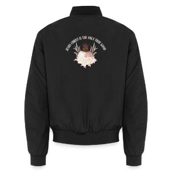 Jesus_christ_is_the_only_true_good - Unisex Bomberjacke - Schwarz - Hinten - AI Model Male 185 light (185cm)