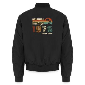 1976 Vintage Rétro Cadeau D'anniversaire - Bomber unisexe - noir - Dos - AI Model Male 185 light (185cm)