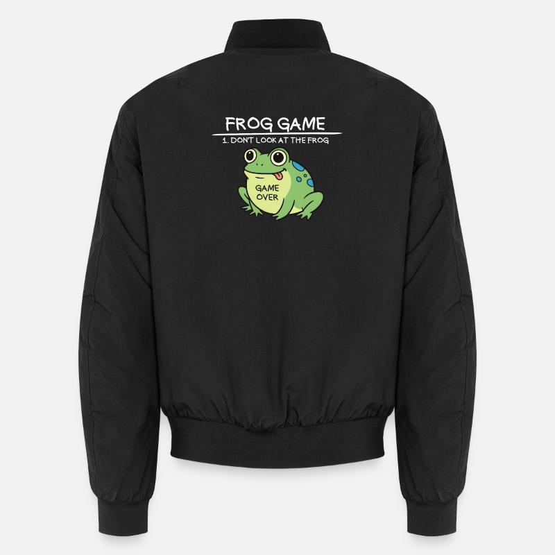 Frog Game Don't Look at the Frog Funny Fr Unisex Bomber Jacket
