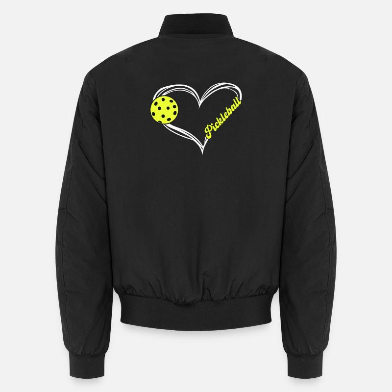 Pickleball Heart Emblem - Unisex Bomber Jacket - black