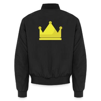 Crown - Unisex Bomber Jacket - black - Back - AI Model Male 185 light (185cm)