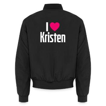 J’aime Kristen Pink Heart J’aime Kristen - Bomber unisexe - noir - Dos - AI Model Male 185 light (185cm)