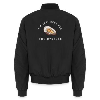 Oysters - Unisex Bomber Jacket - black - Back - AI Model Male 185 light (185cm)