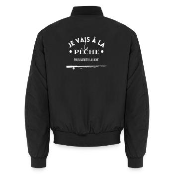 I go fishing to keep the line - Unisex Bomber Jacket - black - Back - AI Model Male 185 light (185cm)