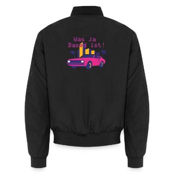 Neon Retro Convertible Miami Style (Which is Yes Based!) - Unisex Bomber Jacket - black - Back - AI Model Male 185 light (185cm)