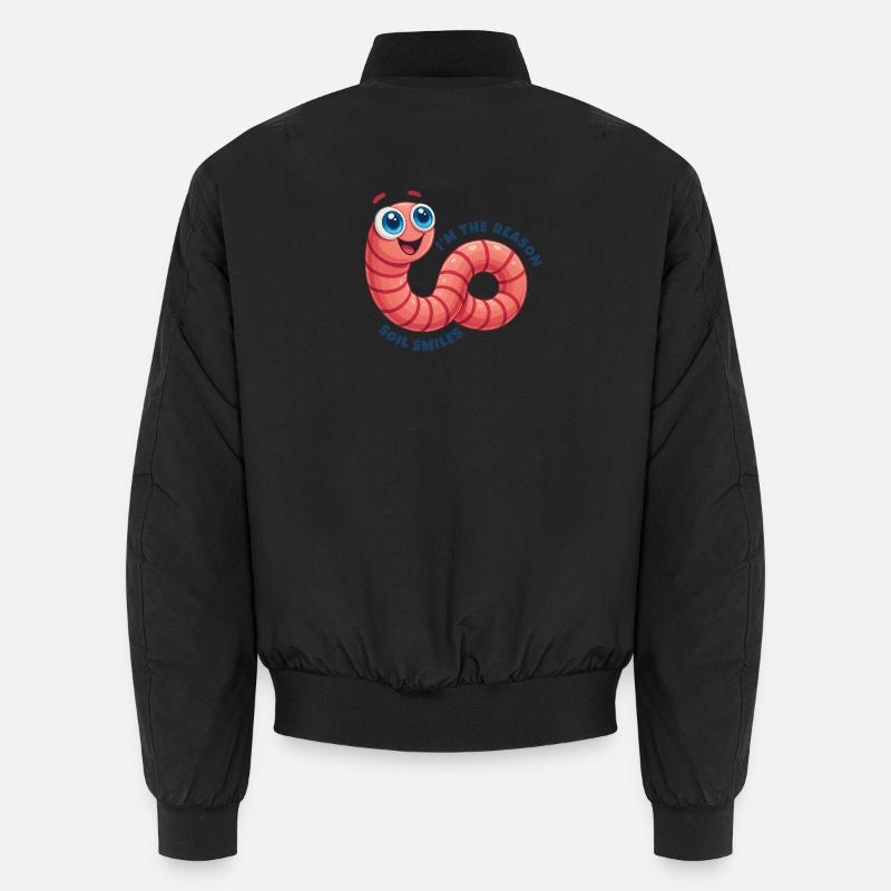 Fröhlicher Regenwurm - Unisex Bomberjacke - Schwarz