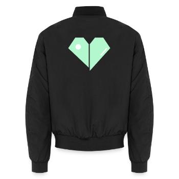 Mint Herz Split Minimalist - Unisex Bomberjacke - Schwarz - Hinten - AI Model Male 185 light (185cm)