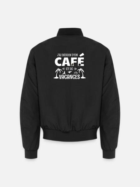 Coffee Humor T-Shirt – Coffee & Vacation - Unisex Bomber Jacket - black