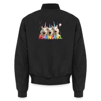 Carnival Sheep Trio - Unisex Bomber Jacket - black - Back - AI Model Male 185 light (185cm)