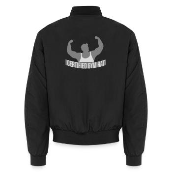 Diction drôle d’entraînement de fitness certifiée Gym Rat - Bomber unisexe - noir - Dos - AI Model Male 185 light (185cm)