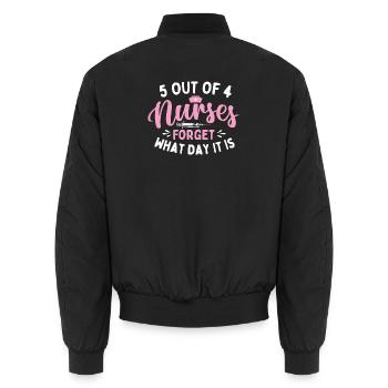 5 von 4 Krankenschwestern vergessen welchen Tag Humor - Unisex Bomberjacke - Schwarz - Hinten - AI Model Male 185 light (185cm)