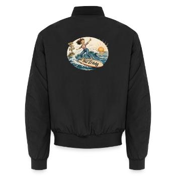 Feel Erfolg – Positivity im Retro Style - Unisex Bomberjacke - Schwarz - Hinten - AI Model Male 185 light (185cm)