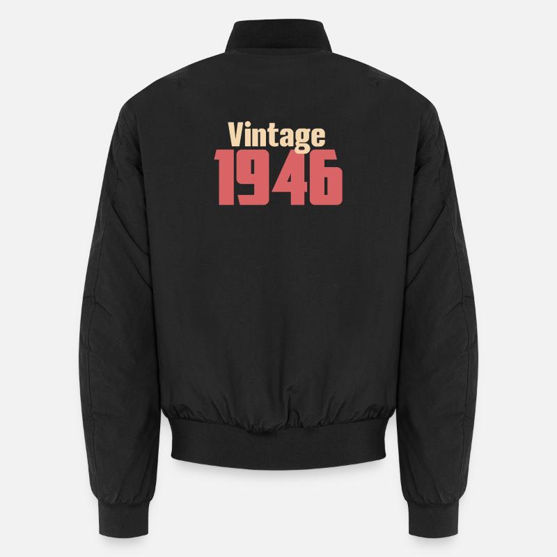 Art Deco 80 Years Octogenarian Gift Retro 1946 - Unisex Bomber Jacket - black