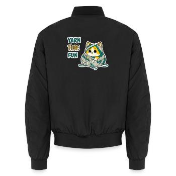 Art cadeau cadeau en laine mignonne Kitty Baby Cat Kawaii - Bomber unisexe - noir - Dos - AI Model Male 185 light (185cm)