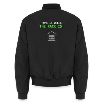 Home Is Where The Rack Is IT Sysadmin Geschenk - Unisex Bomberjacke - Schwarz - Hinten - AI Model Male 185 light (185cm)